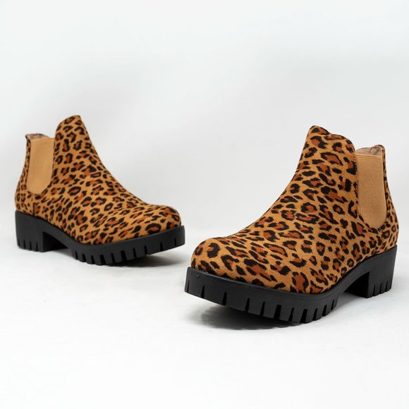 Women's Chelsea Boots Elastic Chunky Block Heel Platform Lug Sole Ankle Booties - Picture 5 of 5